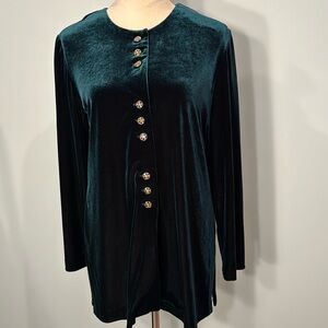 Vintage R&M Richards by Karen Kwong green velour tunic Size 10P
